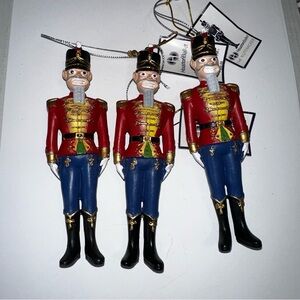Festive Nutcracker Soldier Ornaments - Red and Blue set of 3